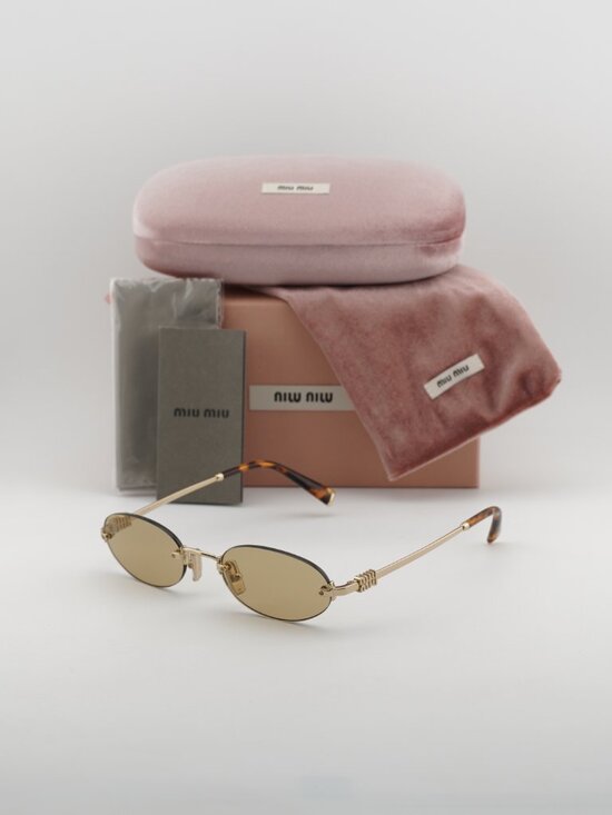 Miu Miu MUA54S ZVN10R Oval Rimless Sunglasses – Gold / Yellow main image 4